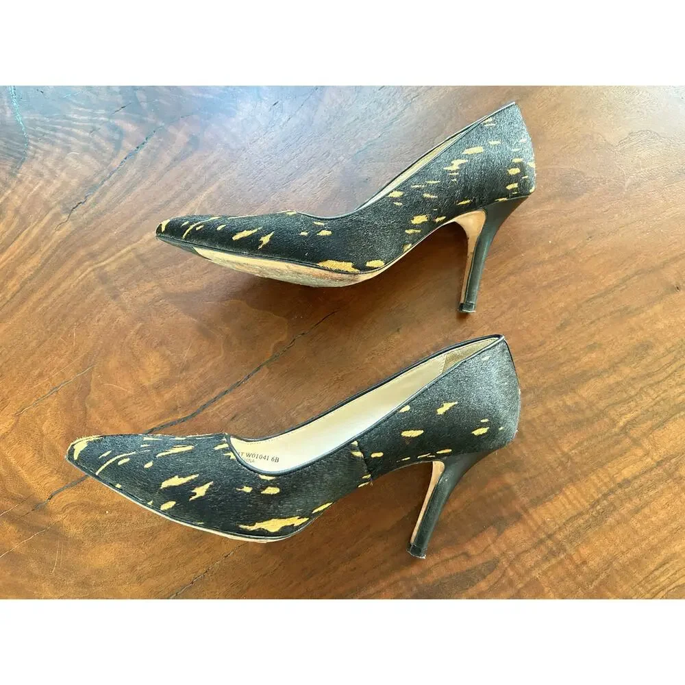 Cole Haan Bradshaw Calf Hair Pointed Toe Pumps Black/Tan 6B - Picture 3 of 8